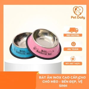 Bát Ăn Inox Chống Trượt Cho Chó Mèo – Nhiều Màu Sắc